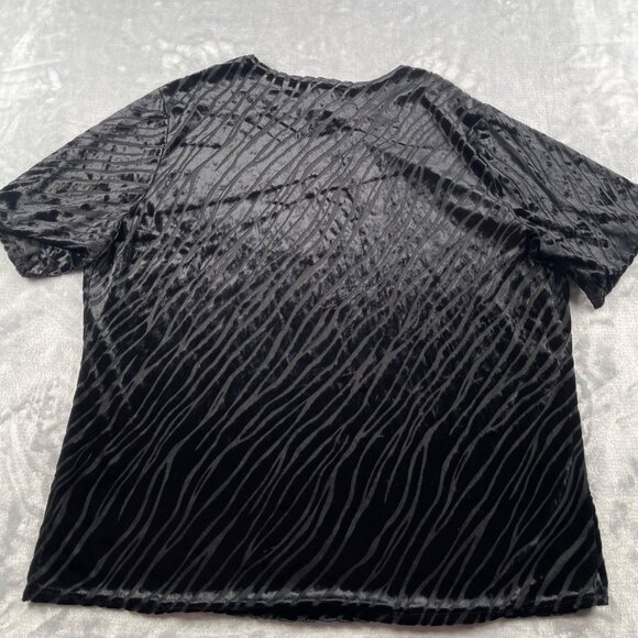 Lord & Taylor Top Womens 1X Velvet Zebra Print Semi-Sheer Vintage Made in USA - Picture 4 of 12